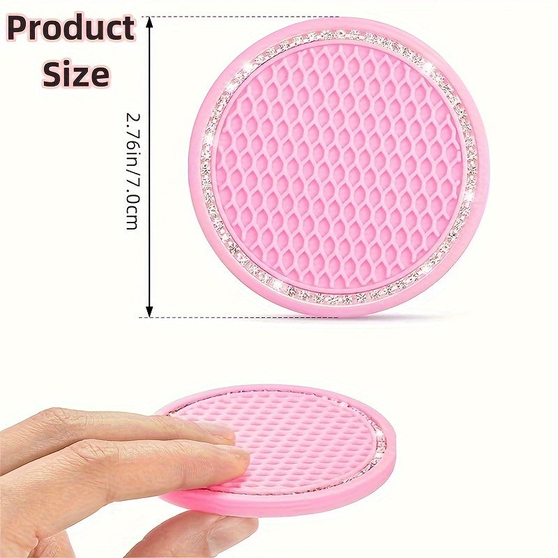 2pcs Car Water Cup Cushion Anti Slip Grid Beehive Cross Border Storage