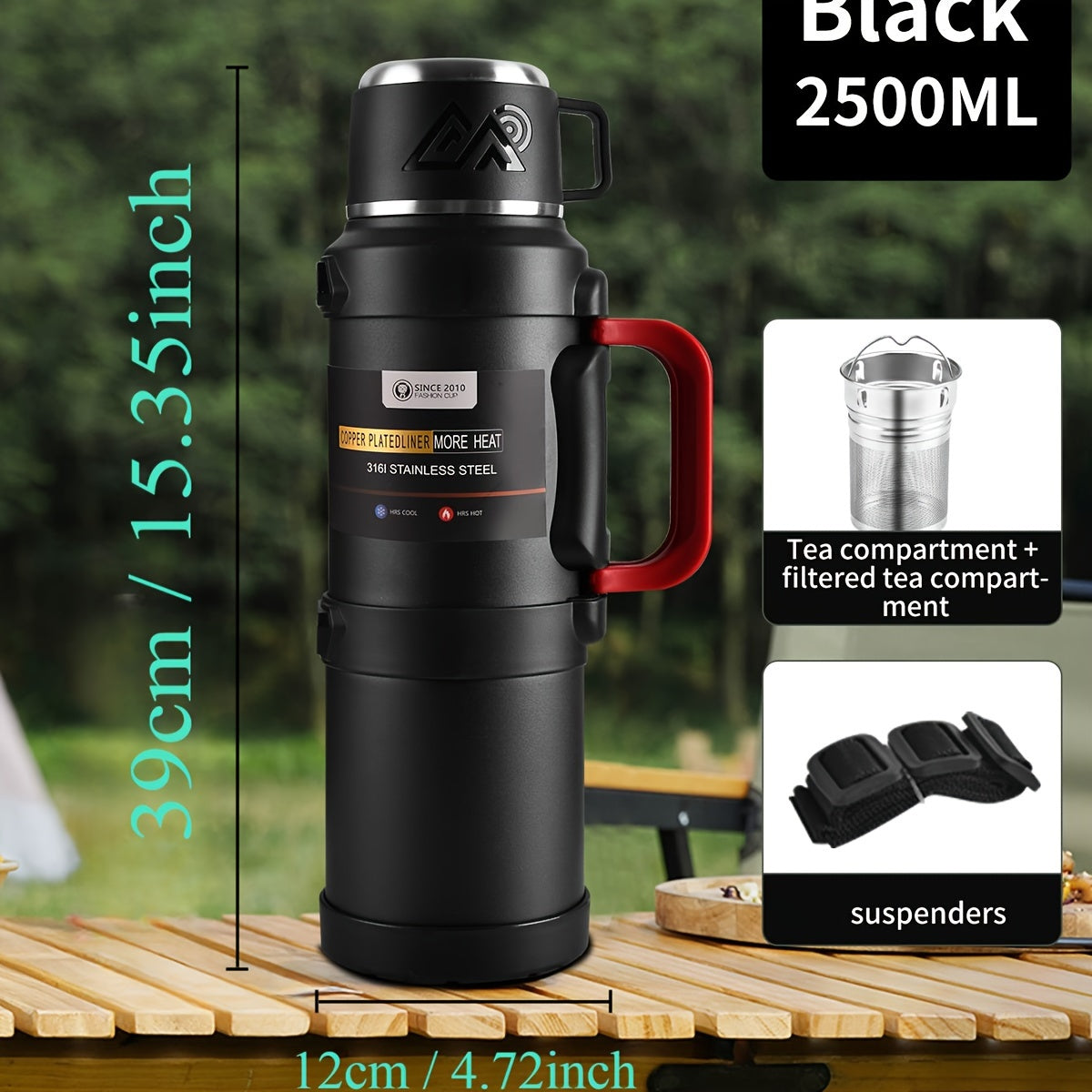 Large Capacity Insulated Stainless Steel Kettle Cooler Coffee Pot for Camping and Travel