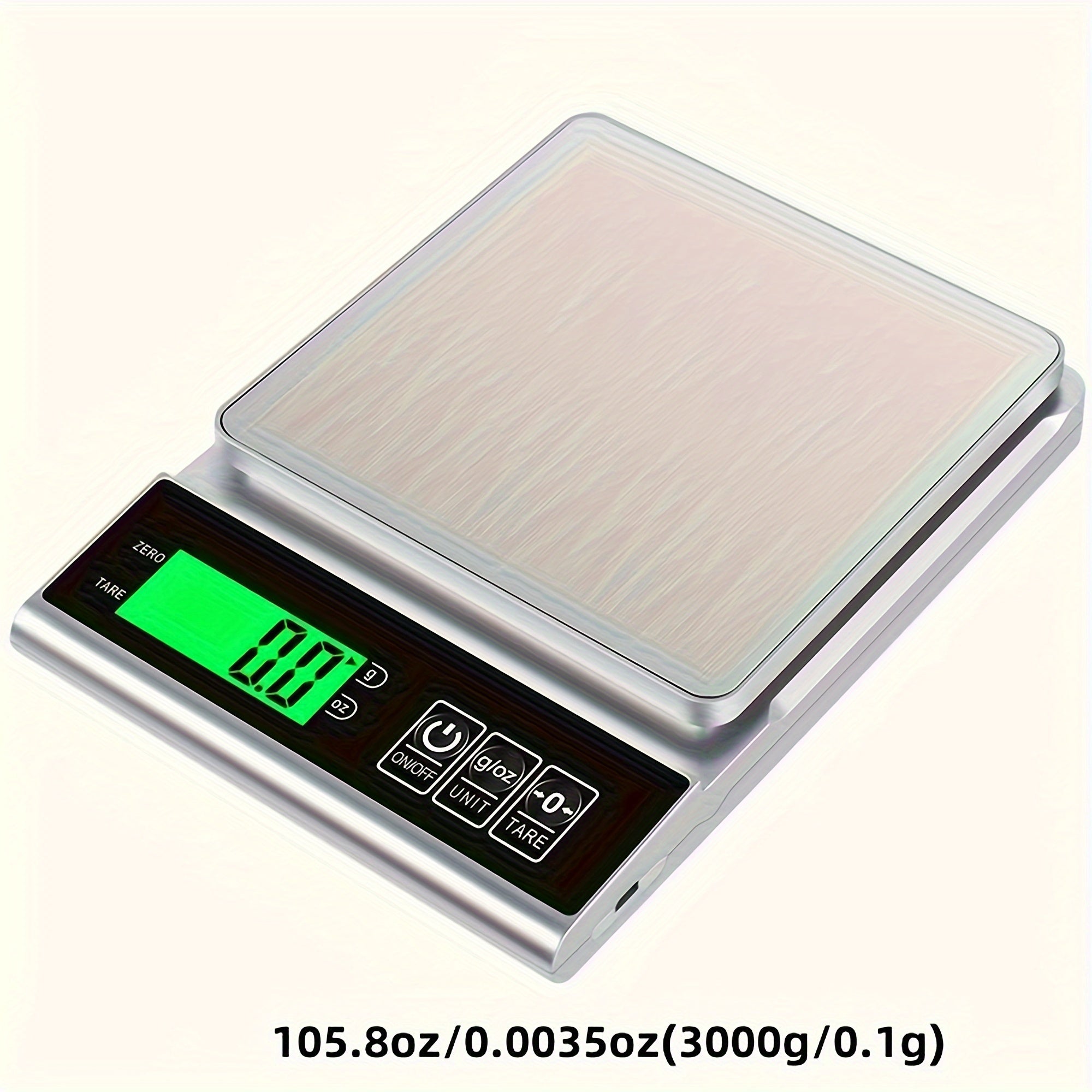 Digital Kitchen Scale 105.8oz to 0.0035oz Food-Safe ABS Battery Powered