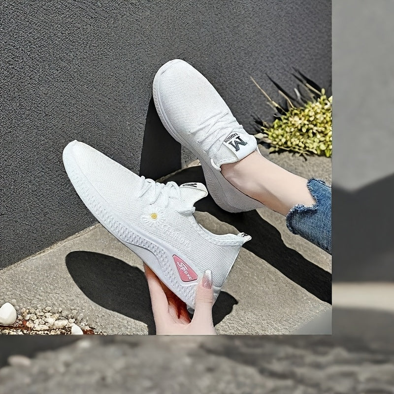 Women’s Breathable Fabric Sneakers with EVA Sole Black and White Lightweight Walking Shoes