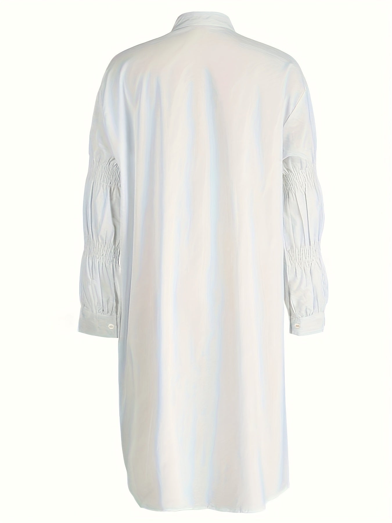 Plus Size Women's Casual Semi-Sheer Shirt Dress with Ruffled Sleeves