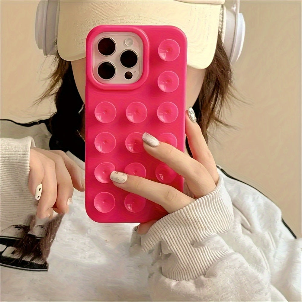 Cute Silicone Suction Cup Phone Case for iPhone with Gadget Holder and Candy Colors