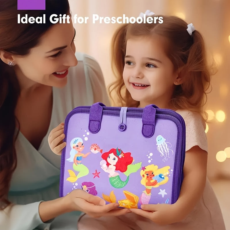 Early Learning Felt Busy Board for Kids Educational Toy with Alphabet Numbers Shapes Colors Weather