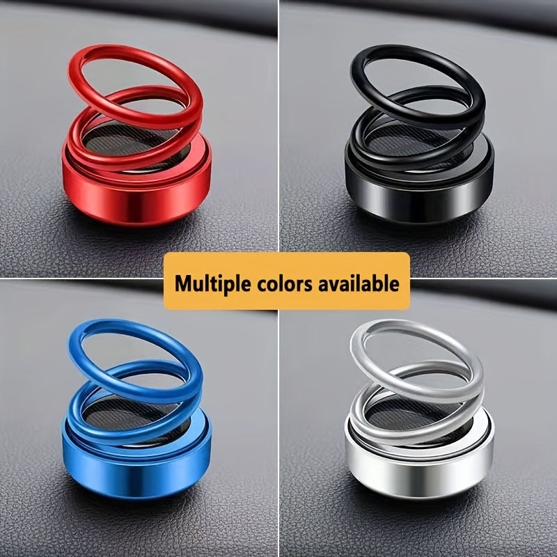 Dual-Ring Car Air Freshener Solar Powered Fragrance Diffuser Red Metallic