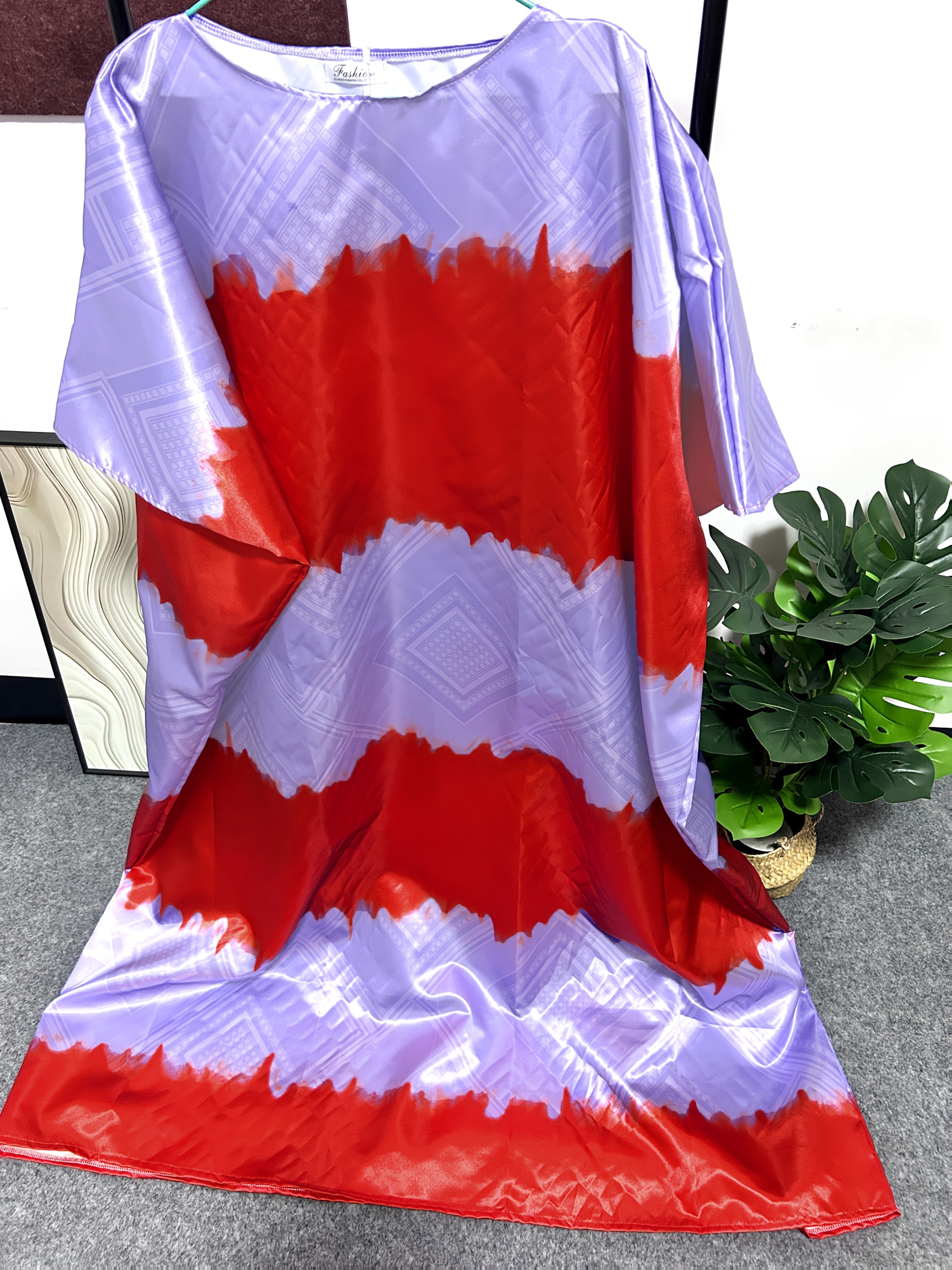 Women's Red Purple Dashiki Robe Turkish Kaftan Loose Fit Party Evening Gown