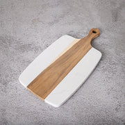 Marble and Wood Handled Chopping Board for Bread Vegetables Fruit