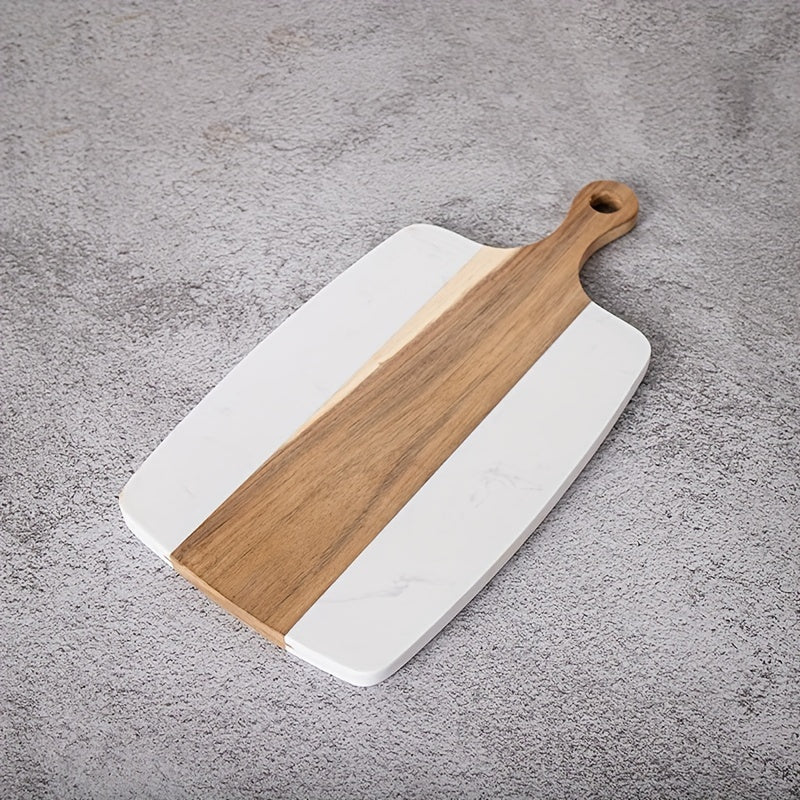 Marble and Wood Handled Chopping Board for Bread Vegetables Fruit