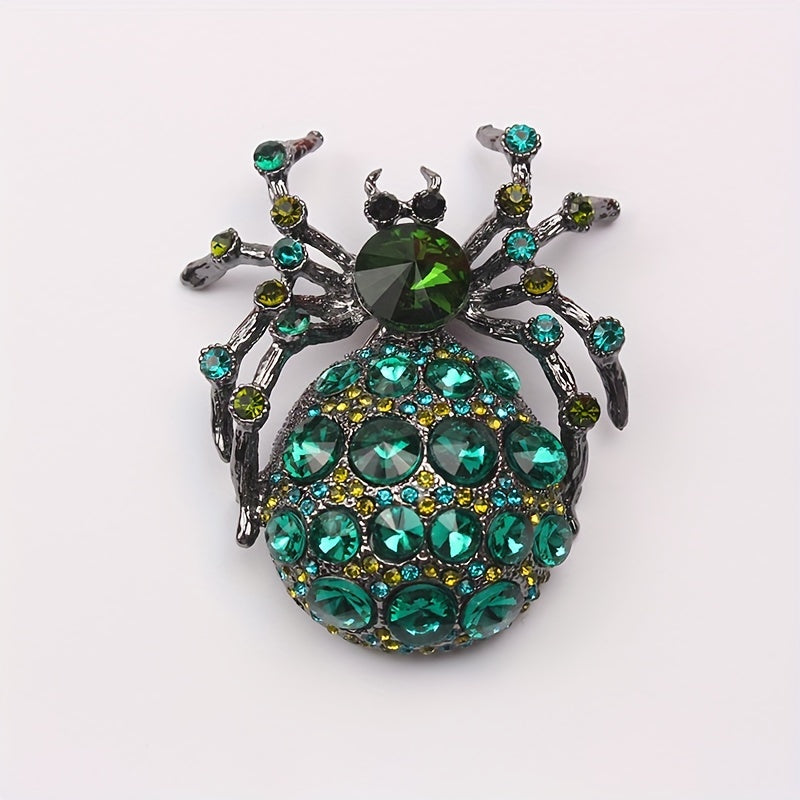 Vintage Rhinestone Spider Brooch Pin for Coats and Accessories