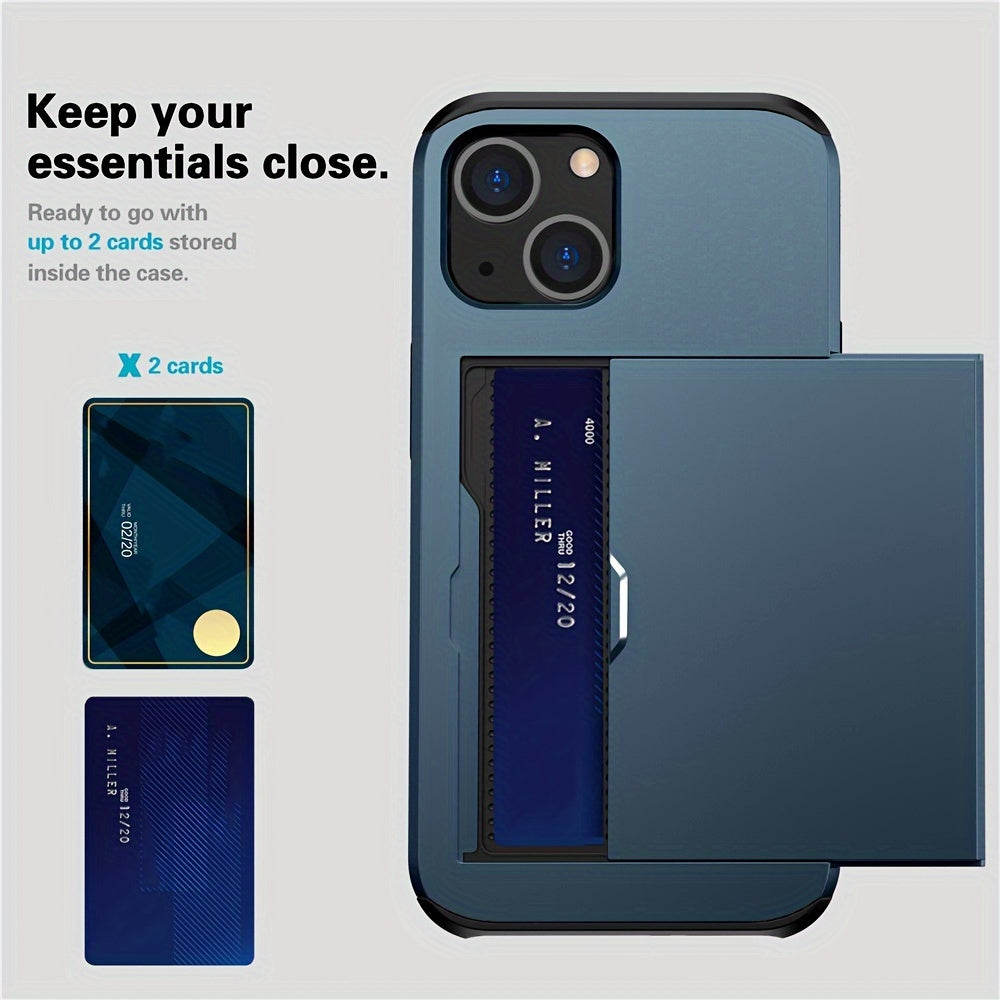 Hard Phone Case with Card Slot for iPhone 14-16 Pro Max