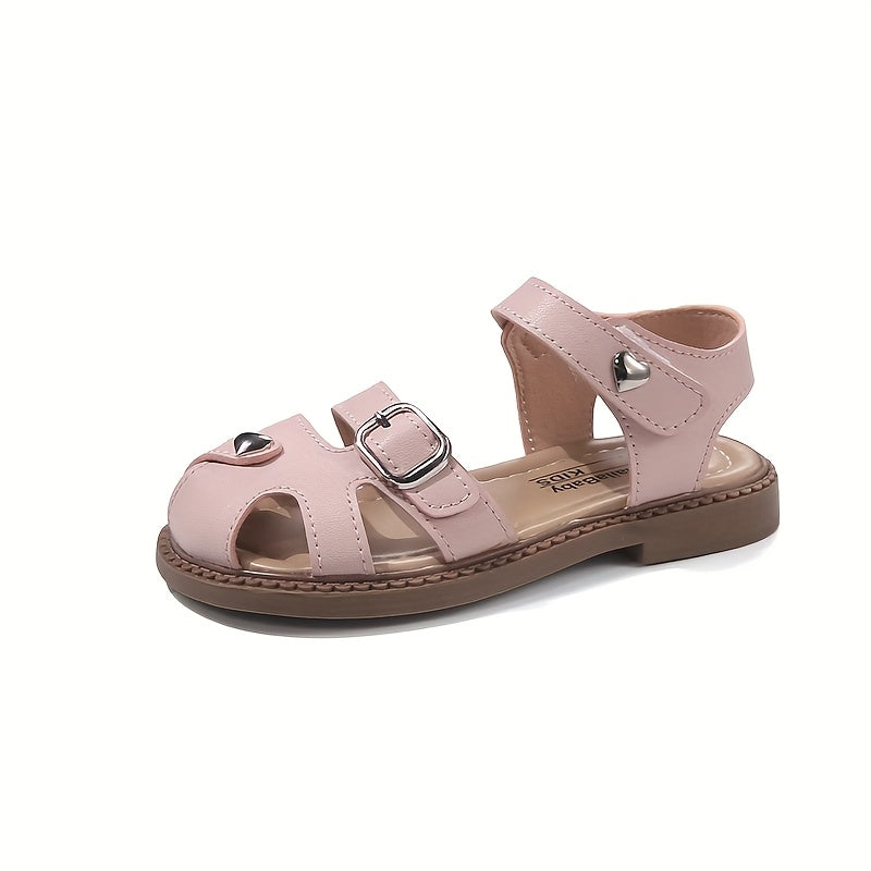 Girls Summer Closed-Toe Sandals Lightweight Breathable Microfiber Synthetic Leather Casual Shoes