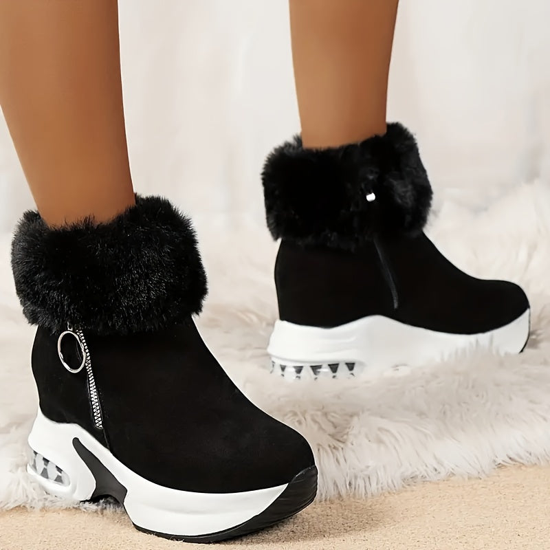 Women's Platform Wedges Ankle Boots Casual Short Warm Winter Shoes