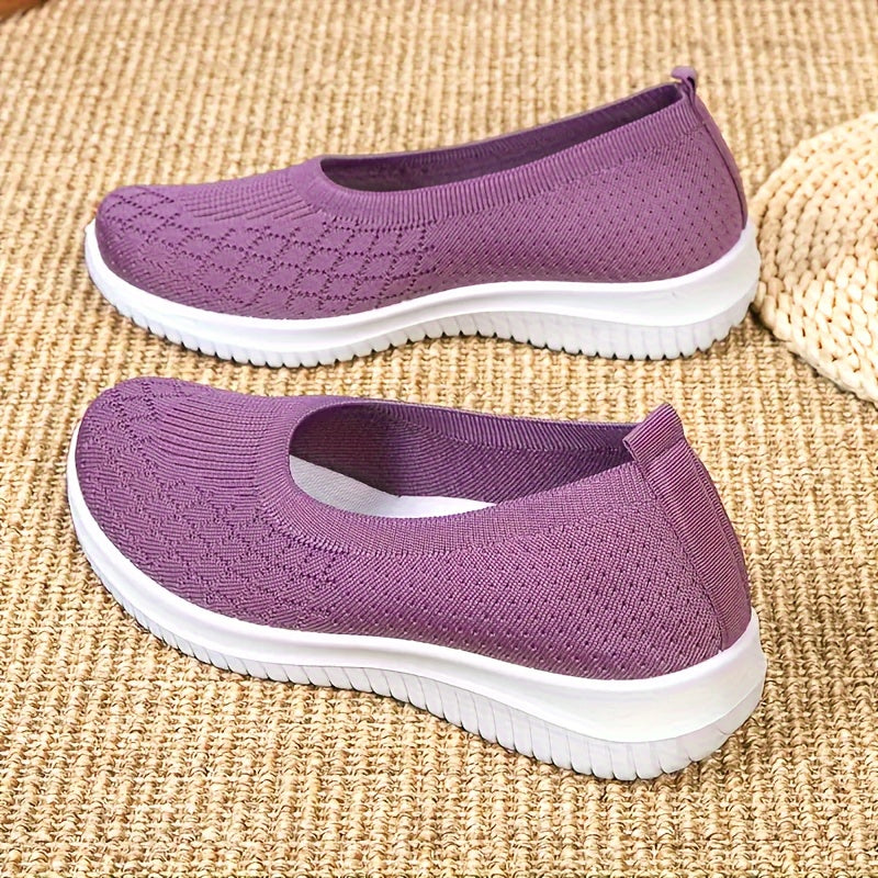 Women's Breathable Mesh Slip-On Sneakers with PVC Sole and EVA Insole for All Seasons