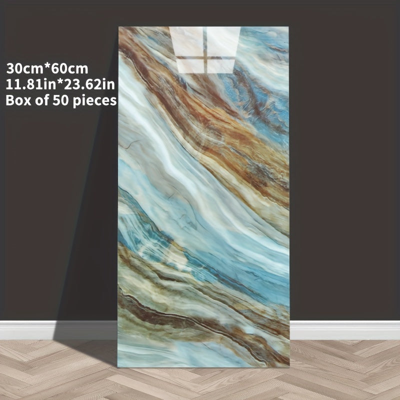 Marble Effect Self-Adhesive Wall Tiles Vinyl Waterproof Easy to Clean for Bathroom Kitchen Living Room Bedroom Pack of 10 20 or 50