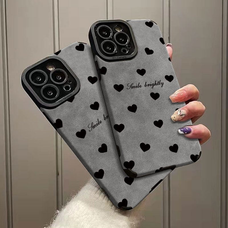 Durable TPU Phone Case with Heart Pattern for iPhone Models Stylish Protective Cover