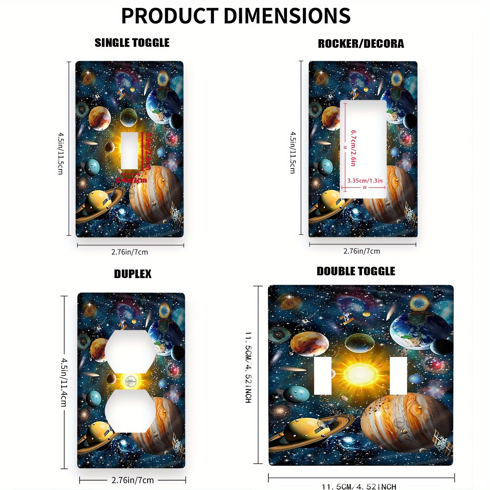 Cubierta de placa de pared con temática espacial 3D para interruptores de 1 y 2 gang, decoración decorativa para el hogar