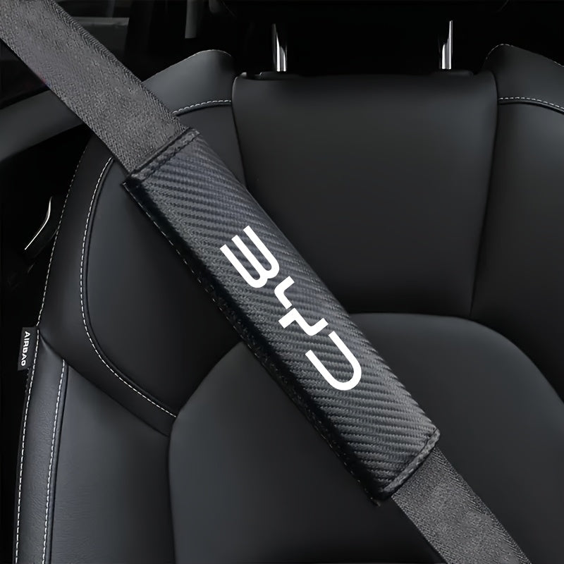 2 Pcs Car Seat Belt Shoulder Pads PU Leather Carbon Fiber Style Cushion for Comfort