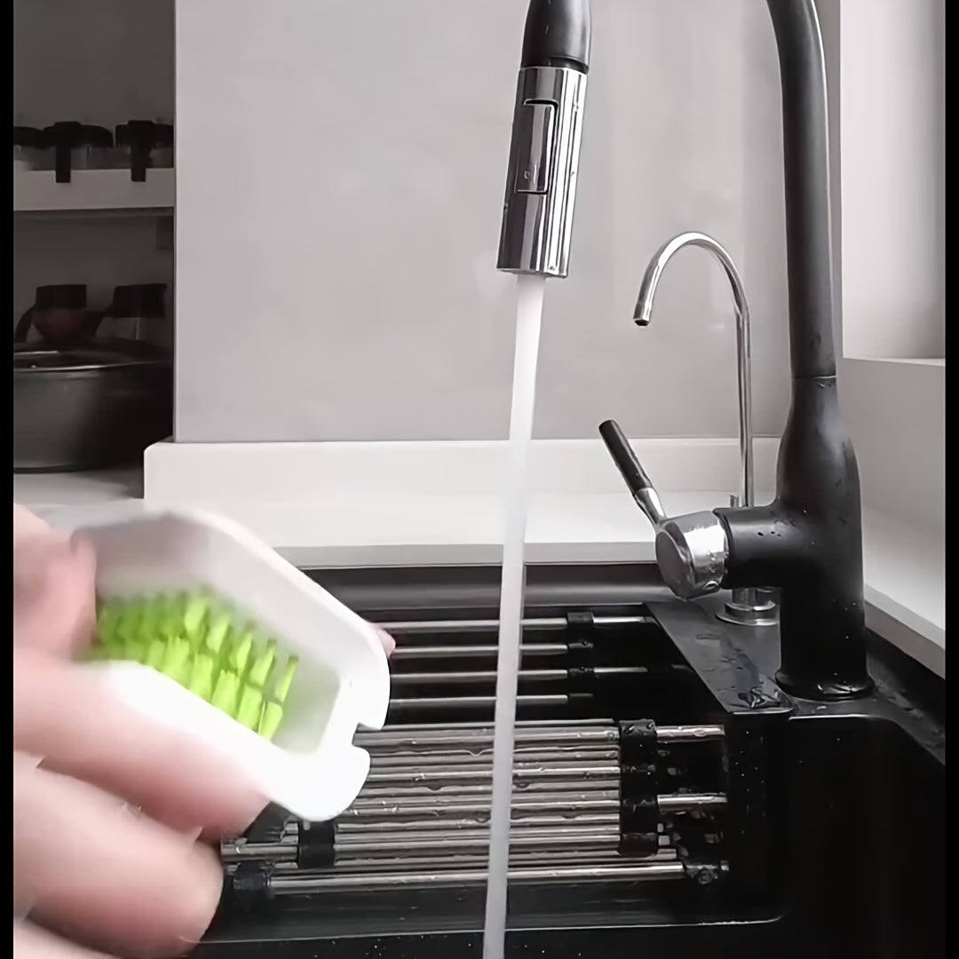 Cepillo de limpieza de plástico en forma de U de doble cara para cubiertos y utensilios de cocina