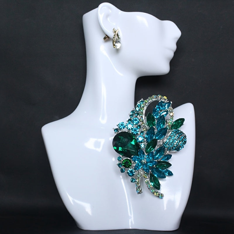 High-End Rhinestone Flower Lapel Pin for Women's Clothing Accessories