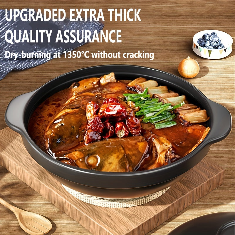 Ceramic Casserole Pot with Lid and Handles Thickened Heat-Resistant Non-Stick Durable for Home and Restaurant