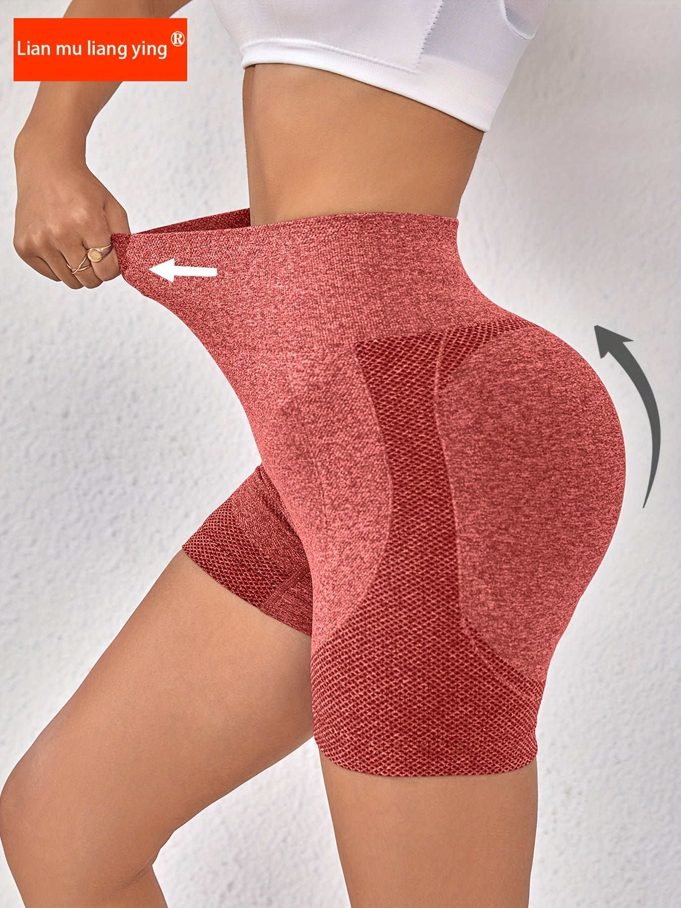 Women's High-Waist Yoga Shorts Nylon Spandex Tummy Control Black Summer