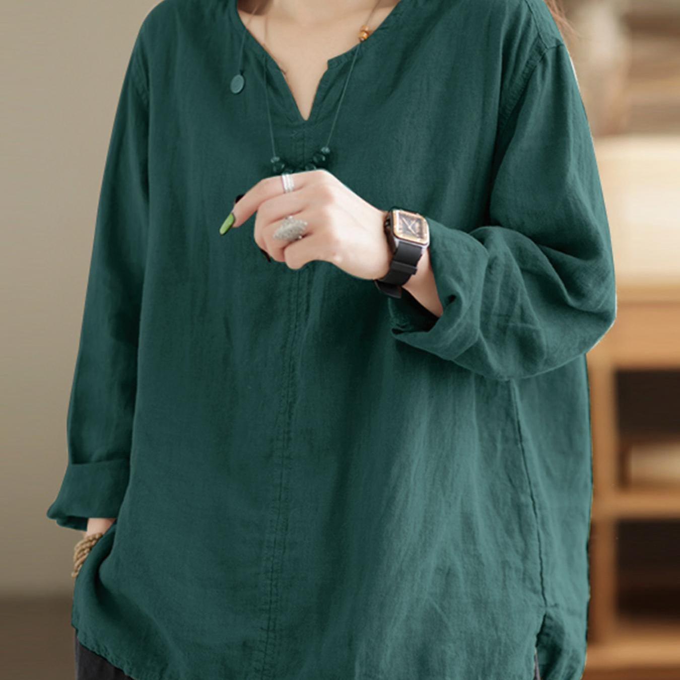 Ayollar uchun katta o'lchamdagi erkin fitli bluz, qisqa qo'llar, bir rangli, bahor yoz kuz