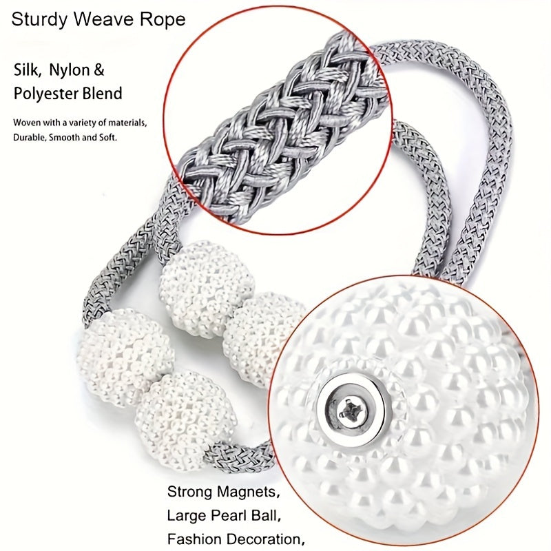 Set of 4 Vintage Magnetic Curtain Clips No-Punch Pearlized Holdbacks for Windows