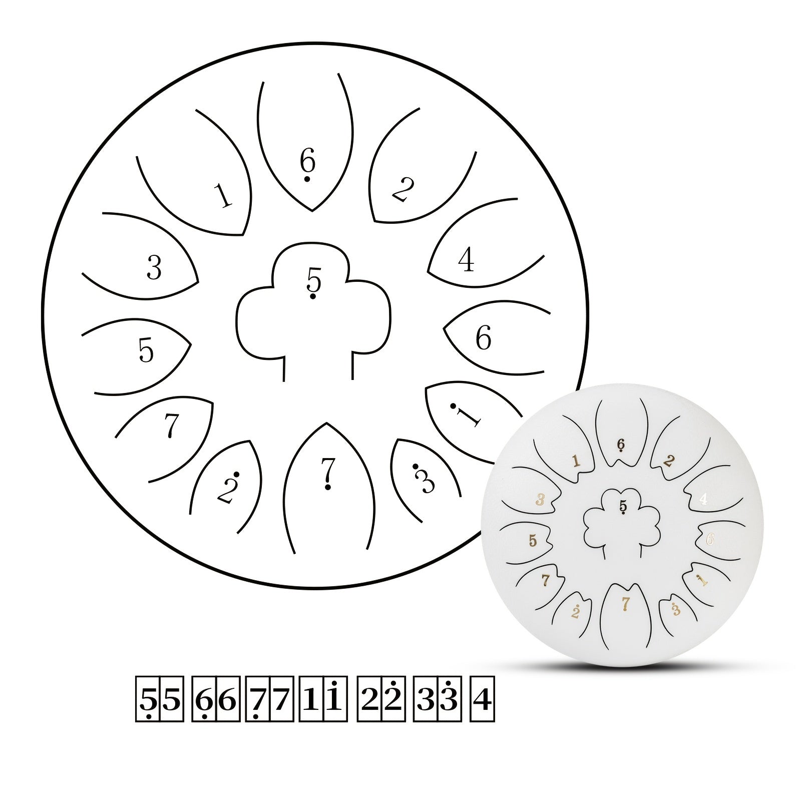 30.48 cm Steel Tongue Drum in C Key Petal Shape with Mallets Carry Bag and Music Book for Meditation Yoga and Music Performances