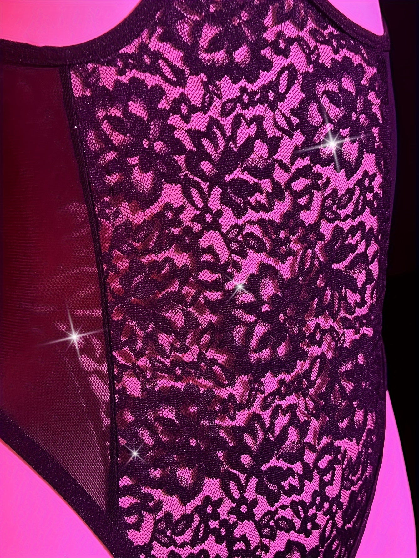 Women's Lace Lingerie Set with Flower Contrast Teddy and Open Crotch Bodysuit