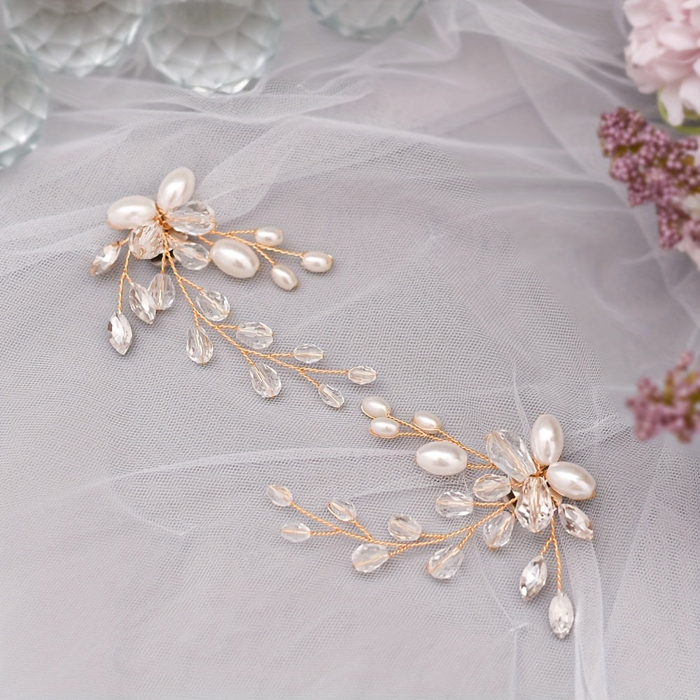 Pearl and Rhinestone Shoe Clips for High Heels Bridal Wedding Accessories Detachable Pair