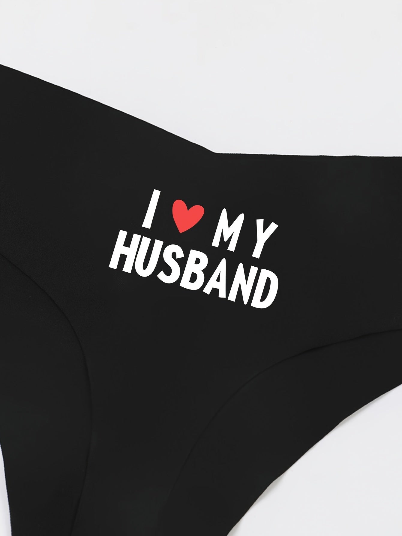 Women's Plus Size Heart Slogan No Show Thong Panty Breathable Comfort