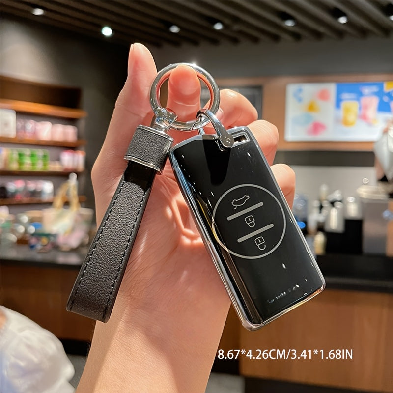 Universal TPU Car Key Fob Cover Durable Scratch-Resistant with Leather Buckle