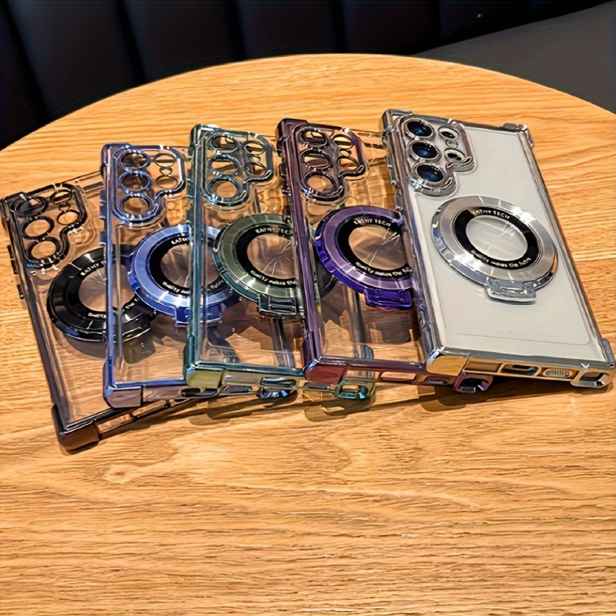 Чехол для телефона Samsung A55/A15/A25/A35/A54/A34/A53 5G Luxury Retro Magnetic - Ультратонкий, Электроплакированный Прозрачный, С Подставкой