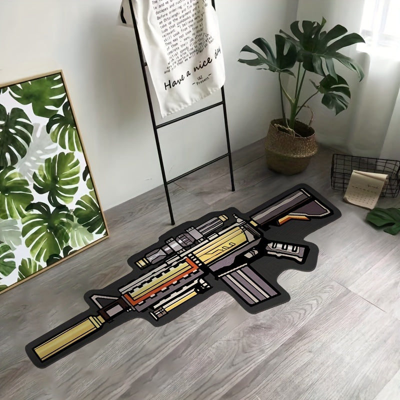 Polyester Rug Shaped Like M4A1 Rifle Non-Slip Washable Living Room Bedroom Mat