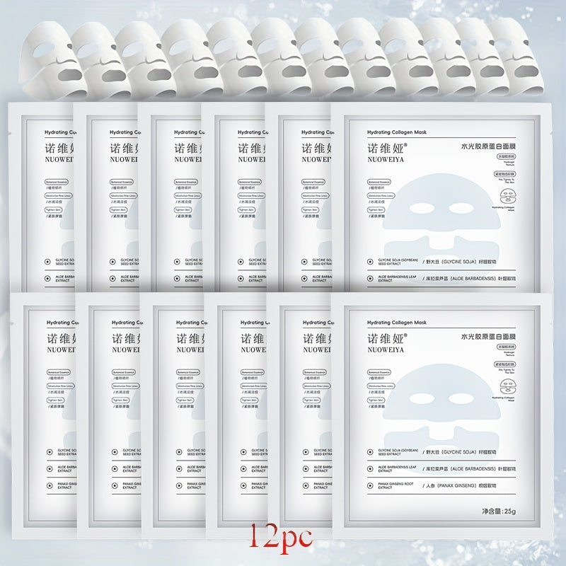 12-Pack Deep Collagen Face Masks for Hydration and Revitalization All Skin Types