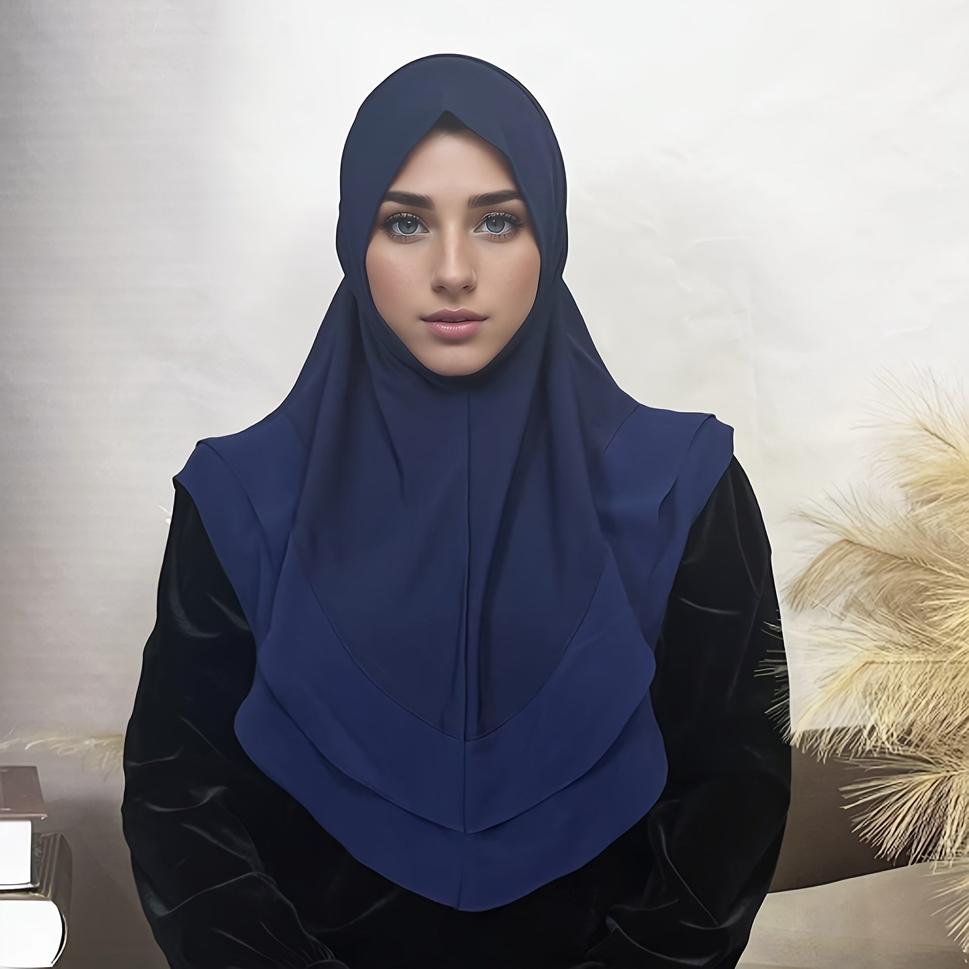 Women's Double Layer Chiffon Hijab Cap Solid Color Modest Head Covering