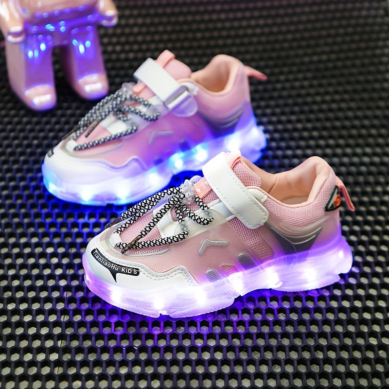 Kids' Light-Up Sneakers Boys Girls Rechargeable Colorful Breathable Mesh Spring Summer