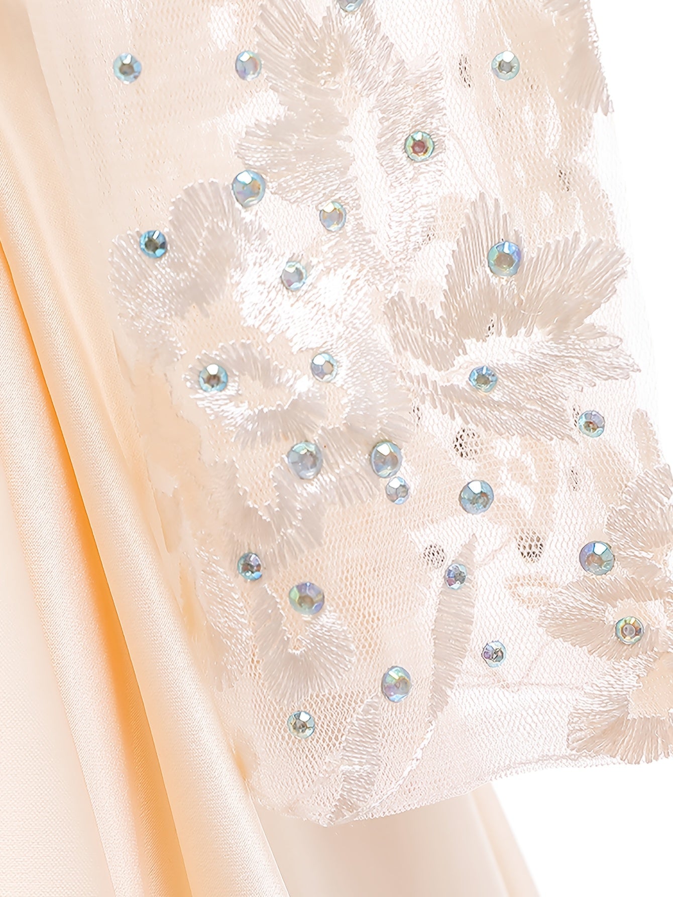 Girls Long Sleeve Tulle Wedding Dress with Bow Crew Neck Fit and Flare All-Season Costume