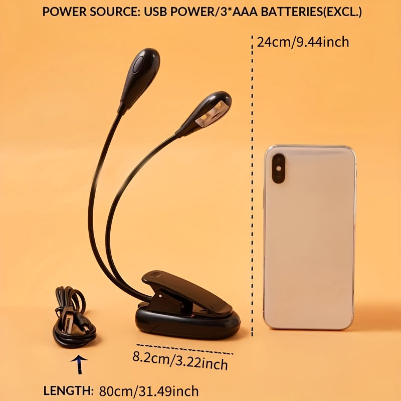 Adjustable Clip-On LED Book Light with Flexible Neck for Reading and Decor
