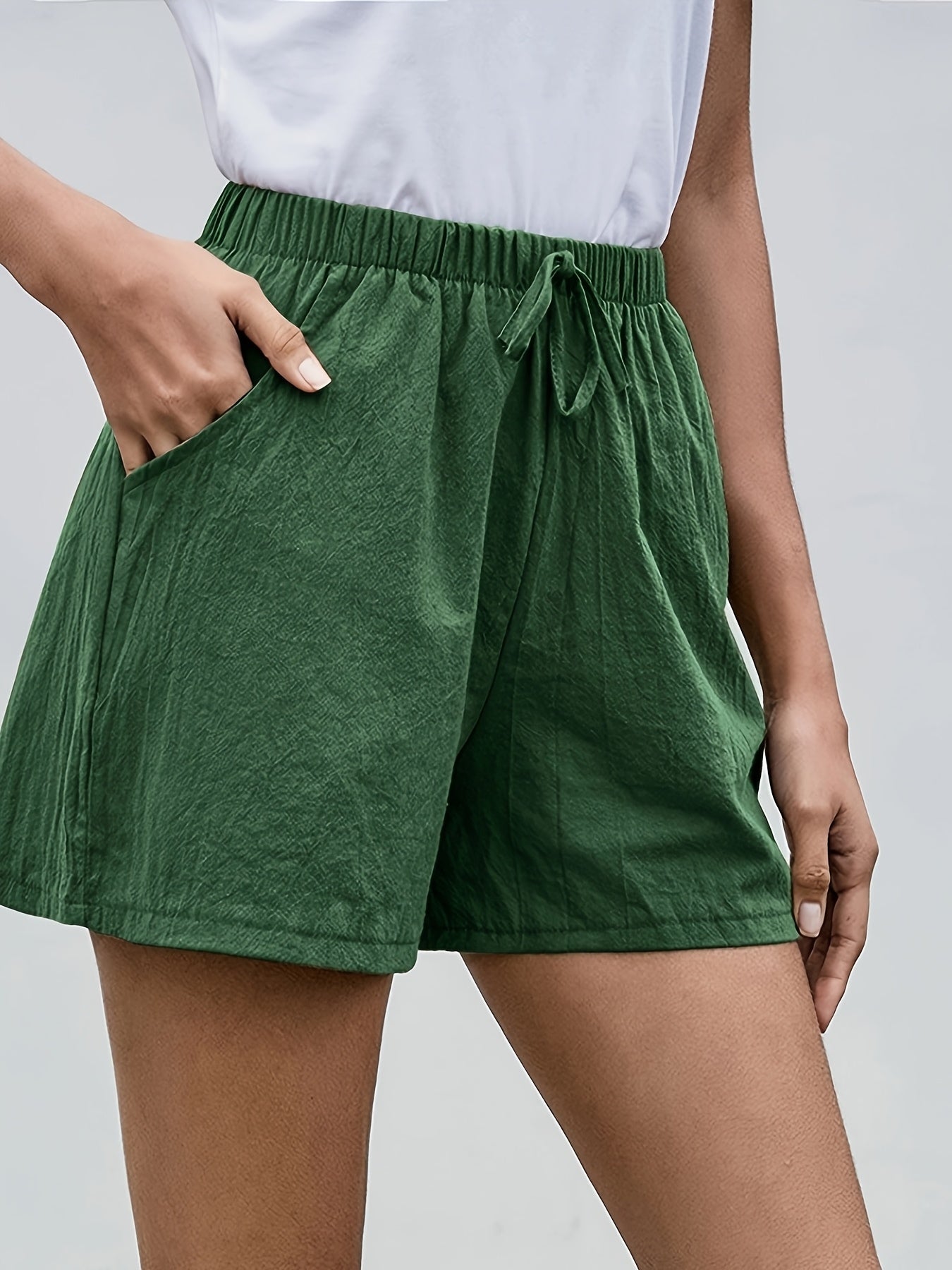 Plus Size ayollar uchun bir rangli kundalik shortlar yuqori belli chontaklar