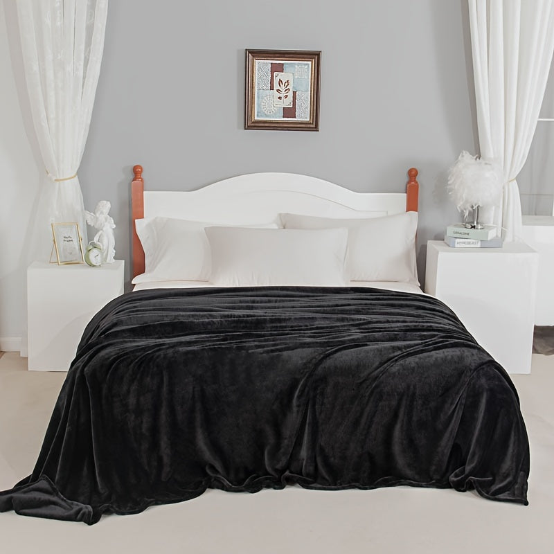 Black Soft Fleece Blanket for Office Travel Leisure and Gift 1pc