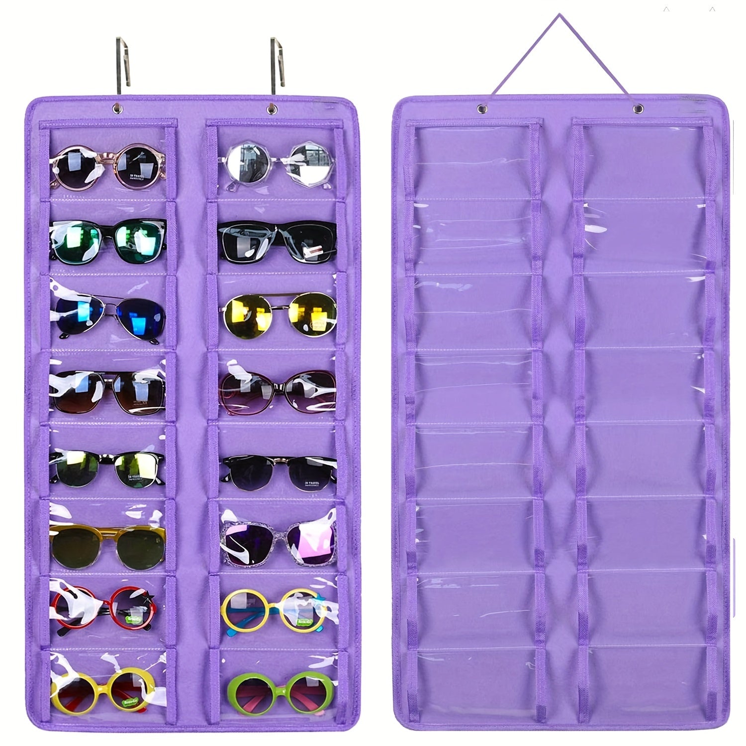 16-Slot Glasses Organizer Wall Pocket Dust-Proof Hanging Storage for Women Accessories