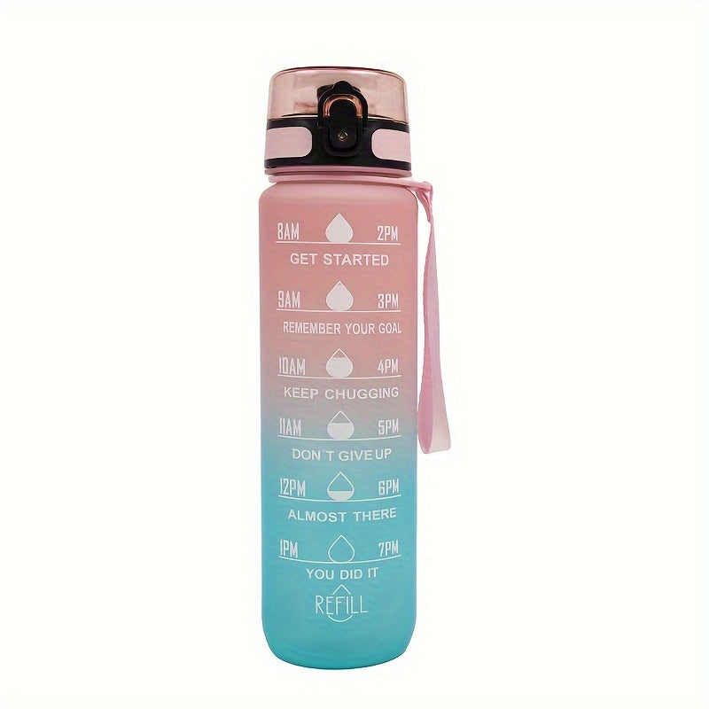 Vaqt o'lchovi va gradient rang bilan 32oz BPA-Free sport suyuqlik shishasi