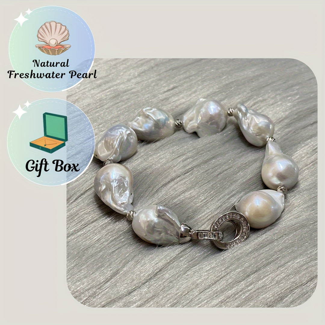 Freshwater Baroque Pearl Bracelet Minimalist Jewelry for Women Gift Box Included