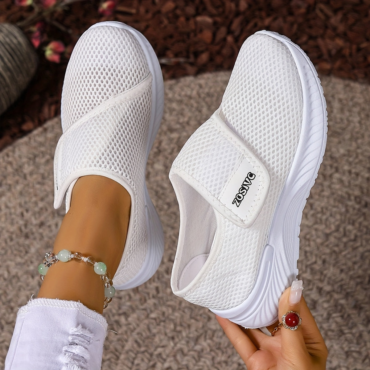 Women's Plus Size Sneakers Breathable Cushioned Slip-Resistant Gym Walking