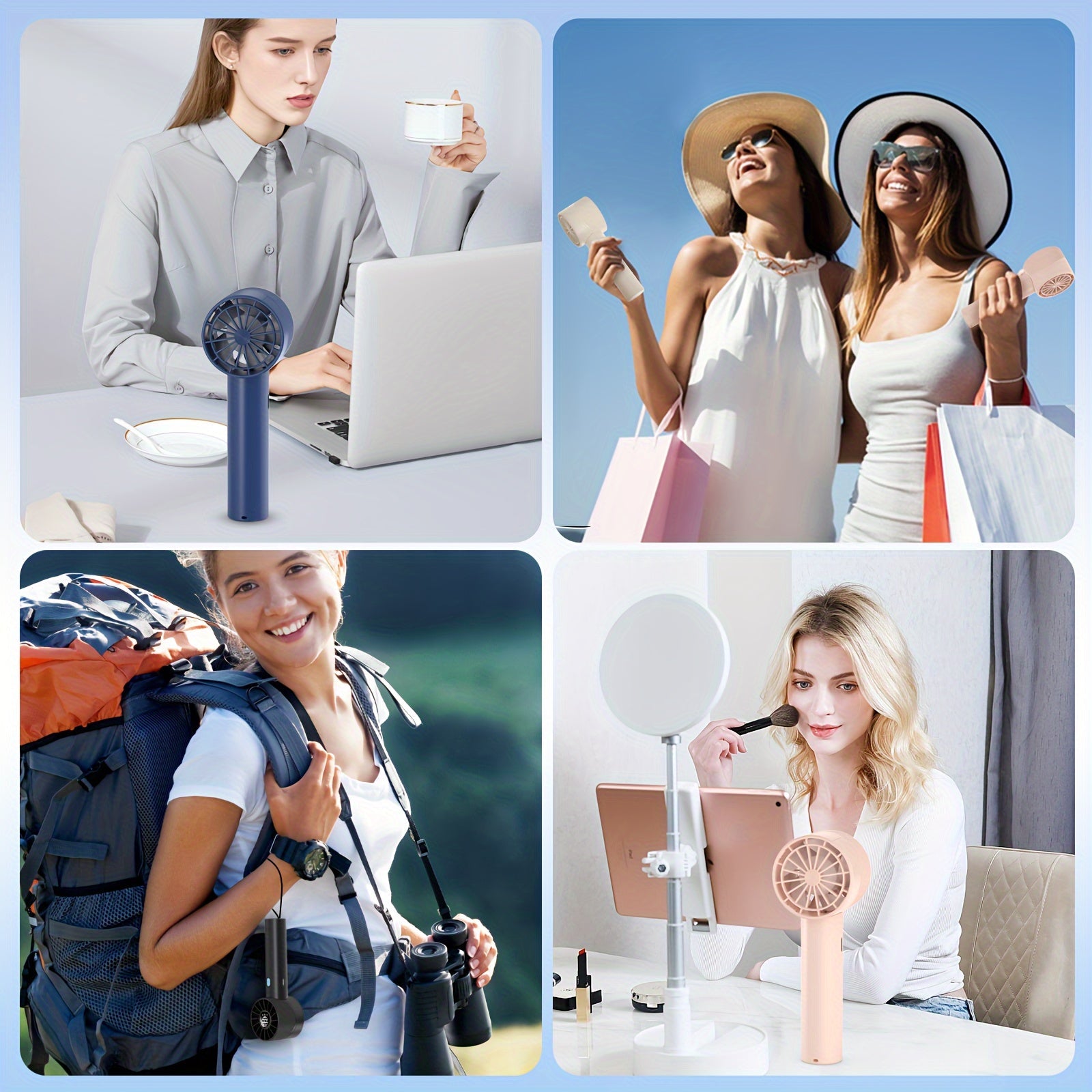 Rechargeable Mini Turbine Fan with USB Port, Portable Handheld Fan, 4 Speeds