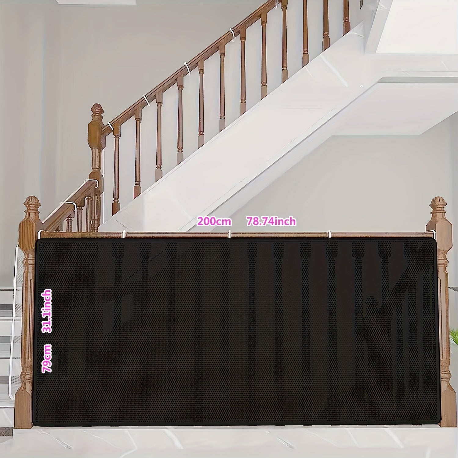 Child Safety Net for Staircase and Balcony Black Mesh Lead-Free for Children Ages 3-6 1 Set