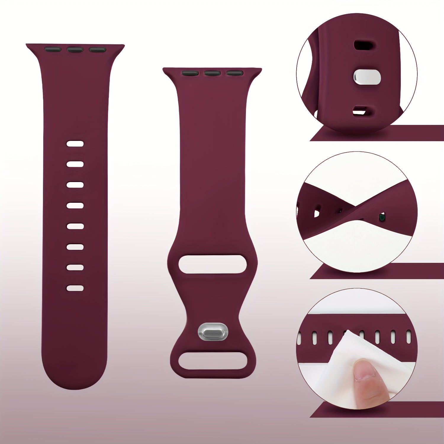 Waterproof Liquid Silicone Sports Watch Strap for 38-45mm Watches Durable Comfortable