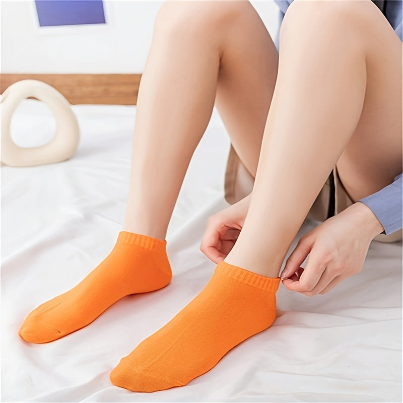 Set of 20 Candy-Colored Breathable Ankle Socks for Women