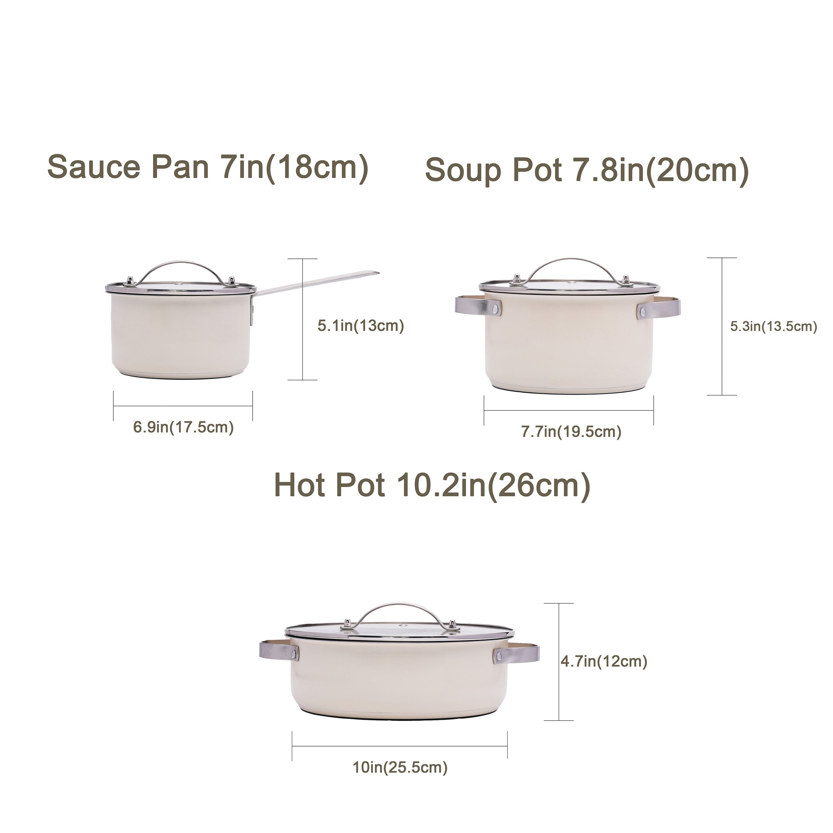 Stainless Steel Cookware Set with Ceramic Finish for Induction and Electric Stoves