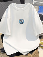 Мужская черная футболка с коротким рукавом и графикой синзорога, хлопковая, повседневная, свободного кроя